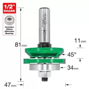 Image of Trend CRAFTPRO Matchlining Router Cutter Set 47mm 11mm 1/2"