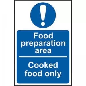 Image of Food Preparation Area Cooked Food Only’ Sign; Non Adhesive