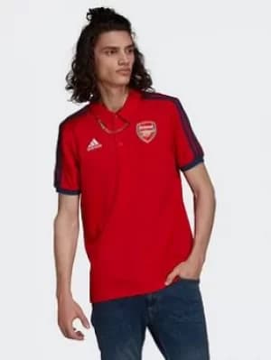 Image of adidas Arsenal 3-stripes Polo Shirt, Red Size M Men