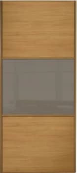 Image of Wickes Sliding Wardrobe Door Wideline Oak Panel and Cappuccino Glass - 2220 x 914mm