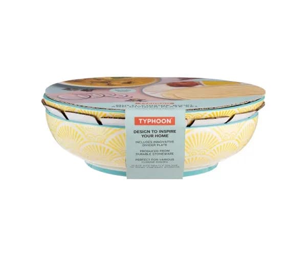 Image of Typhoon World Foods Stoneware Multi-Cuisine Bowl & Divider Plate, 850ml