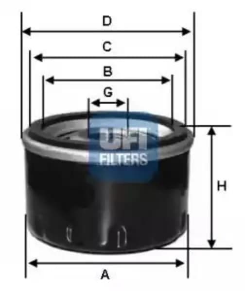 Image of UFI 23.114.01 Oil Filter Oil Spin-On