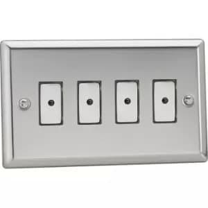 Image of Varilight 4-Gang V-Pro Eclique2 Touch/Remote Control LED Dimmer - Polished Chrome - JCE104