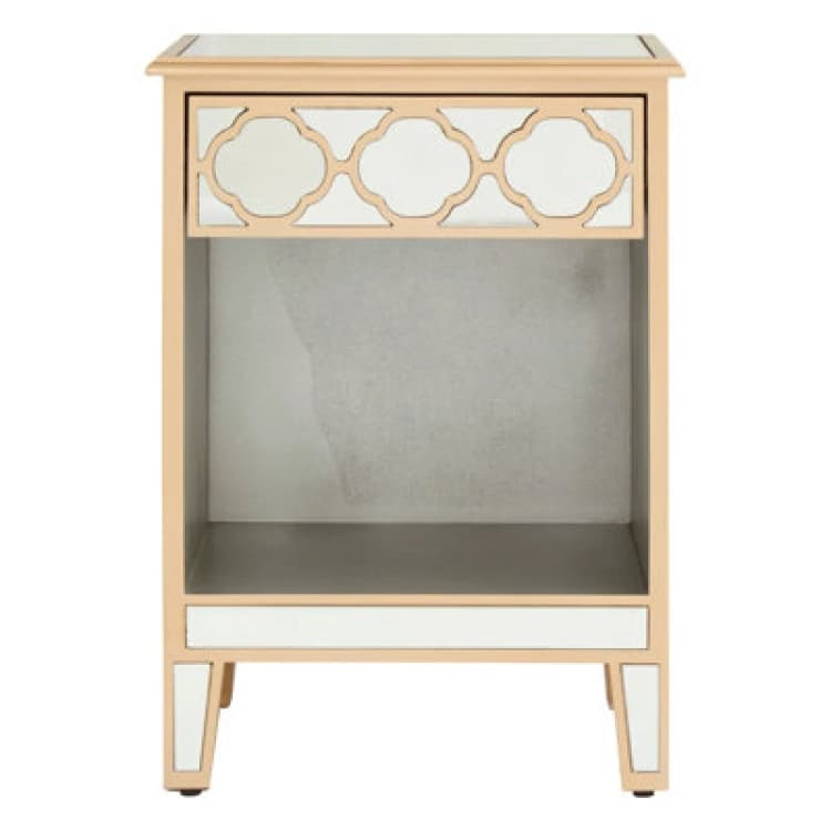 Image of Premier Housewares Mirrored Top Side Table, Stylish Side Table By Couch For Livingroom, Sleek Small Lounge Table For Tea Gold