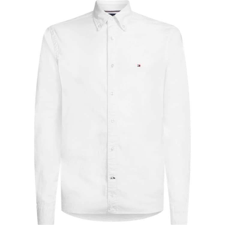 Image of Tommy Hilfiger Core 1985 Long Sleeve Oxford Shirt - White White XS