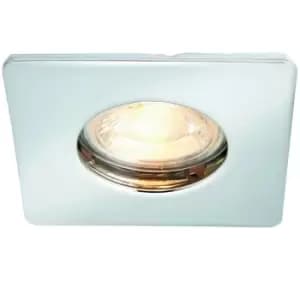 Image of IP65 Bathroom Slim Square Ceiling Downlight Brushed Chrome Recessed GU10 Lamp