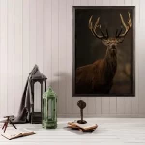 Image of Stag Horn XL Multicolor Decorative Framed Wooden Painting