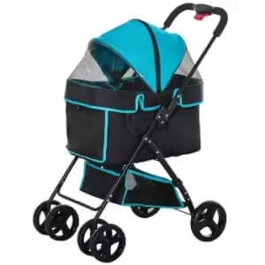 Image of PawHut Foldable Pet Stroller/Basket Carriage w/Brake - Black