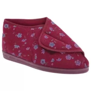 Image of Comfylux Womens/Ladies Andrea Floral Bootee Slippers (3 UK) (Wine)