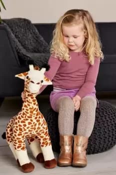 Image of Large Standing Giraffe Soft Toy - Yellow