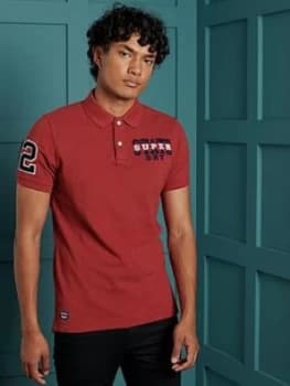 Image of Superdry Superstate Polo Shirt, Red, Size XL, Men