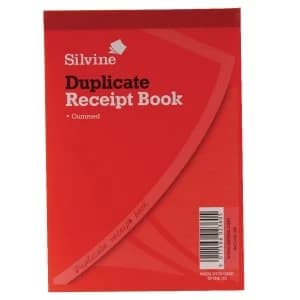 Image of Silvine Duplicate Receipt Book 105x148mm Gummed PK12