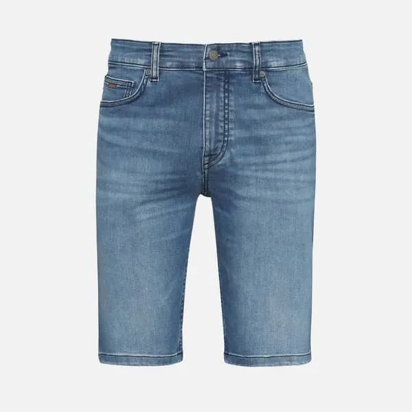 Image of BOSS Orange Delaware Cotton Blend Denim Shorts - W30 Blue Shorts male 50513488-443 W30