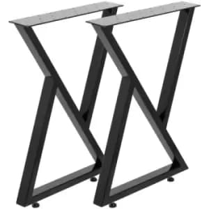 Image of VEVOR Metal Table Legs Set of 2 Dining Table Legs Black Desk Legs 28", Height 20" Width Bench Legs Coffee Table Legs 1763lbs Load Capacity Steel Table