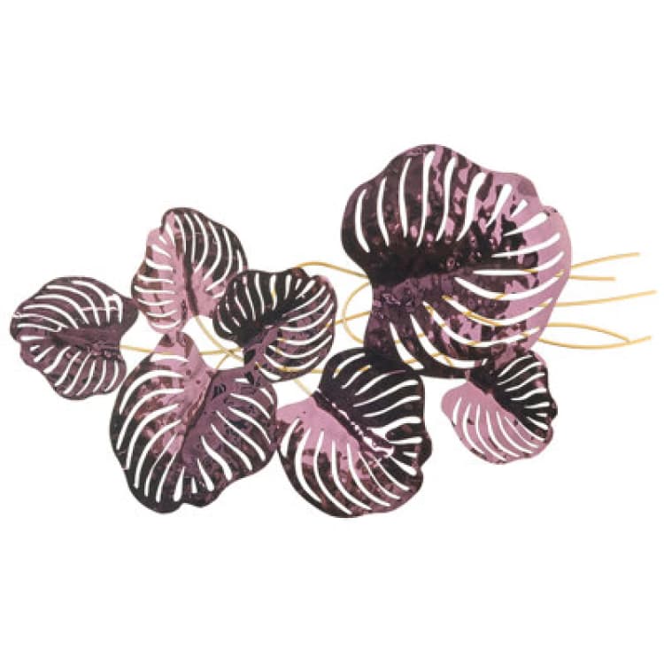 Image of Beliani Wall Decor Leaf Holmium Metal 50 Cm Purple