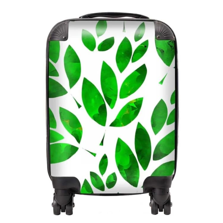 Image of Warren Reed - Designer Watercolor Abstract Leaves Suitcase in Green Size: Small Green Unisex Small