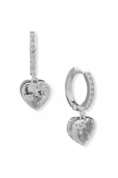 Image of Pe 15Mm Hoop W/ Stn Drop-Slv/cry Earrings - 01G00432