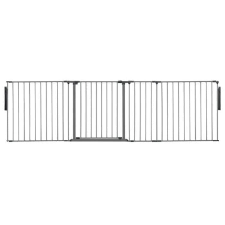 Image of Safetots Premium Multi Panel Room Divider, Up To 259Cm Wide, Grey, 70Cm Tall, Flexible Barrier With Door For Baby And Toddler