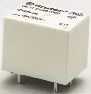 Image of Finder, 48V dc Coil Non-Latching Relay SPDT, 10A Switching Current PCB Mount Single Pole, 36.11.9.048.4011