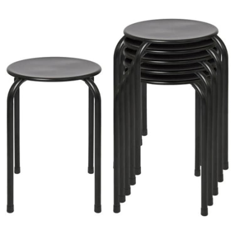 Image of Harbour Housewares Metal Stacking Stools - Matt Black - Pack Of 6