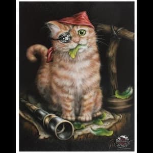 Image of Small Pirate Kitten Canvas Picture by Linda Jones