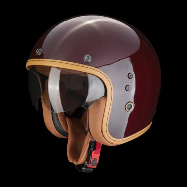 Image of Scorpion Belfast Carbon Evo Solid Red Jet Helmet XS