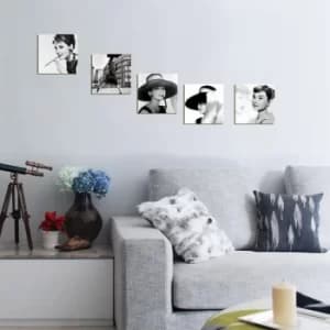 Image of UTB076 Black White Decorative MDF Painting (5 Pieces)