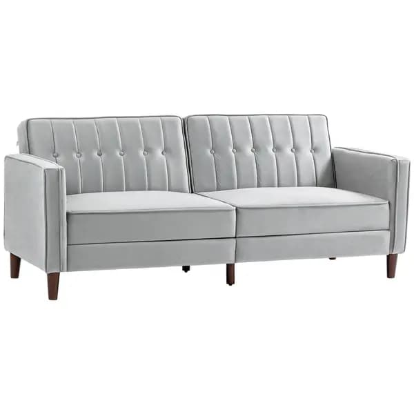 Image of Sofa Futon Velvet Touch Tufted Couch Compact Loveseat Sleeper Sofa Bed