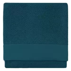 Image of Textured Weave 100% Cotton 500gsm Bath Sheet, Blue - Furn