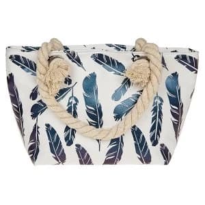 Image of Metallic Feathers Handbag White
