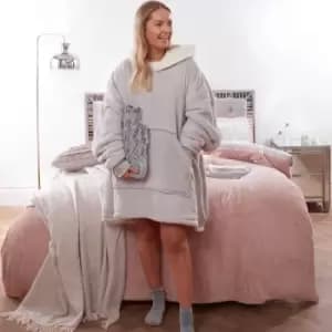 Image of Super Soft Sherpa Hoodie Fleece Blanket - Silver