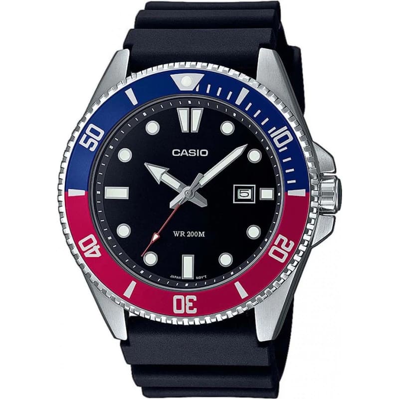 Image of Casio Casio Stainless Steel Black Strap Dual Colour Bezel Watch