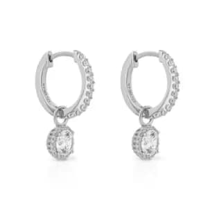 Image of Diamonfire Silver Zirconia Brilliant Cut Pave Hoop Earrings