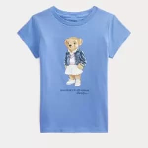 Image of Ralph Lauren Girls Bear T-Shirt - Harbor Island Blue - 7 Years