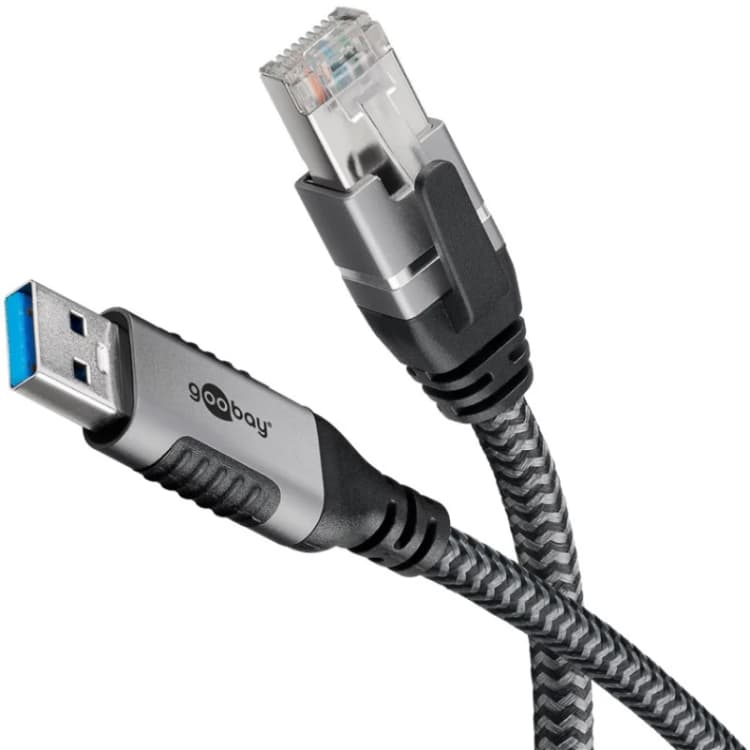 Image of Goobay 70299 cable gender changer USB A RJ-45 Black. Silver