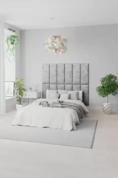Image of EasyMount Wall Mounted Upholstered Panels, Modular DIY Headboard in Distressed Velvet Fabric (Pack of 2)