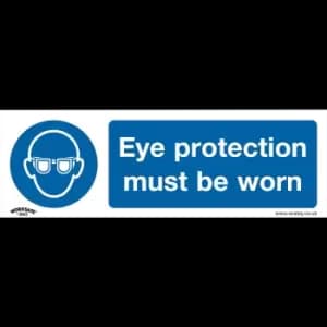 Image of Sealey Self Adhesive Vinyl Eye Protection Must Be Worn Sign Pack of 10 300mm 100mm Standard