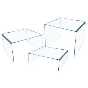 Image of High Quality Acrylic 3 Sizes Risers Clear Pack of 3 ARISE3