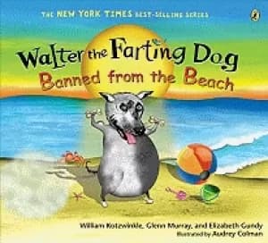 Image of walter the farting dog banned from the beach