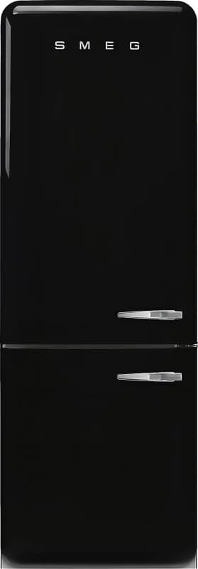 Image of Smeg 50s Style Retro Left Hand Hinge FAB38LBL6 205cm Frost Free Fridge Freezer - Black - D Rated