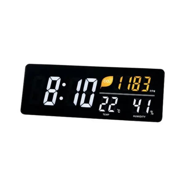 Image of Alba LED Wall Clock With CO2 Level Temperature Humidity Sensor Black HORDGTL CO2
