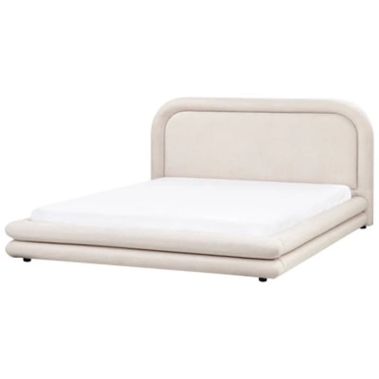 Image of Beliani Bed Faux Linen Lavardens 180 X 200 Cm (Eu Super King) Light Beige