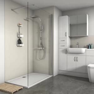 Image of Splashwall Matt Ivory 3 sided Shower Panel kit (L)1200mm (W)1200mm (T)4mm