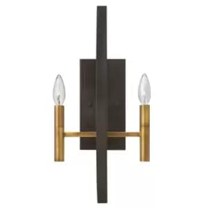 Image of Twin Wall Light Black Face Plate Bronze Candle Holder Spanish Bronze LED E14 60W