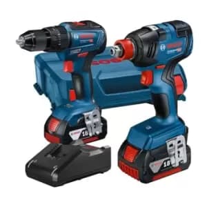 Image of Bosch 18v Brushless Combi Hammer Drill Impact Driver Wrench - GSB18V55 GDX18V200