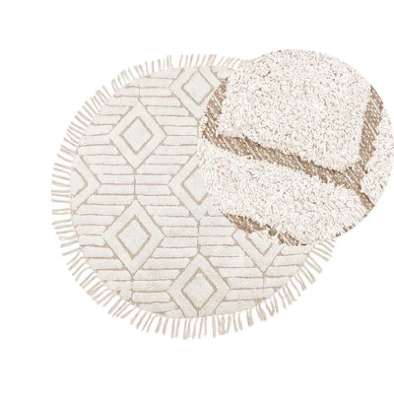 Image of Beliani Rug Horasan Light Beige 140 Cm Cotton