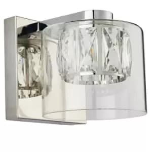 Image of Crystal LED Wall Light Square Chrome & Luxury Shade Modern Glass Lamp Fitting