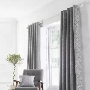 Image of Apple Tree - Appletree Loft Asha Geometric Diamond Jacquard Eyelet Lined Curtains, Slate, 90 x 72 Inch
