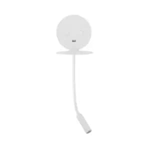 Image of Bridgeport Reading Light White Aluminium Adjustable Switched usb Charger LED 3000K Backlight 6W 310Lm Reader 3W 210Lm - Merano