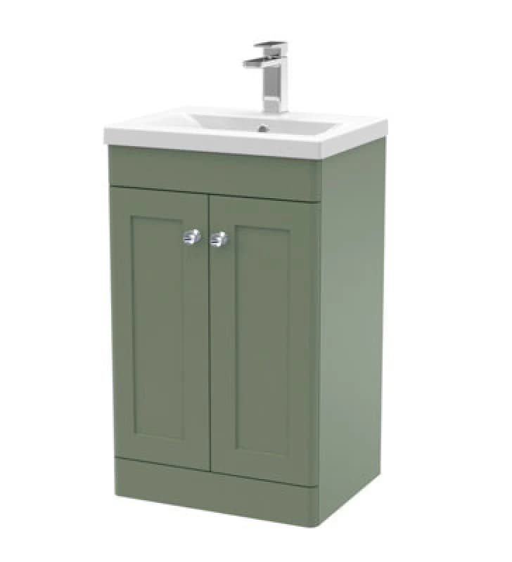 Image of NUIE Nuie - Classique Floor Standing 2-Door Vanity Unit with Basin-1 500mm Wide - Satin Green CLC823D
